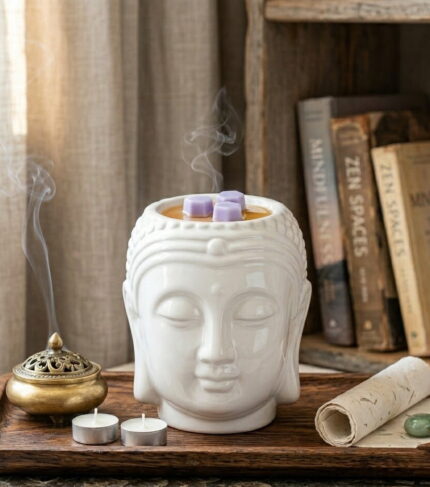 Buddah Head Oil Burner - White