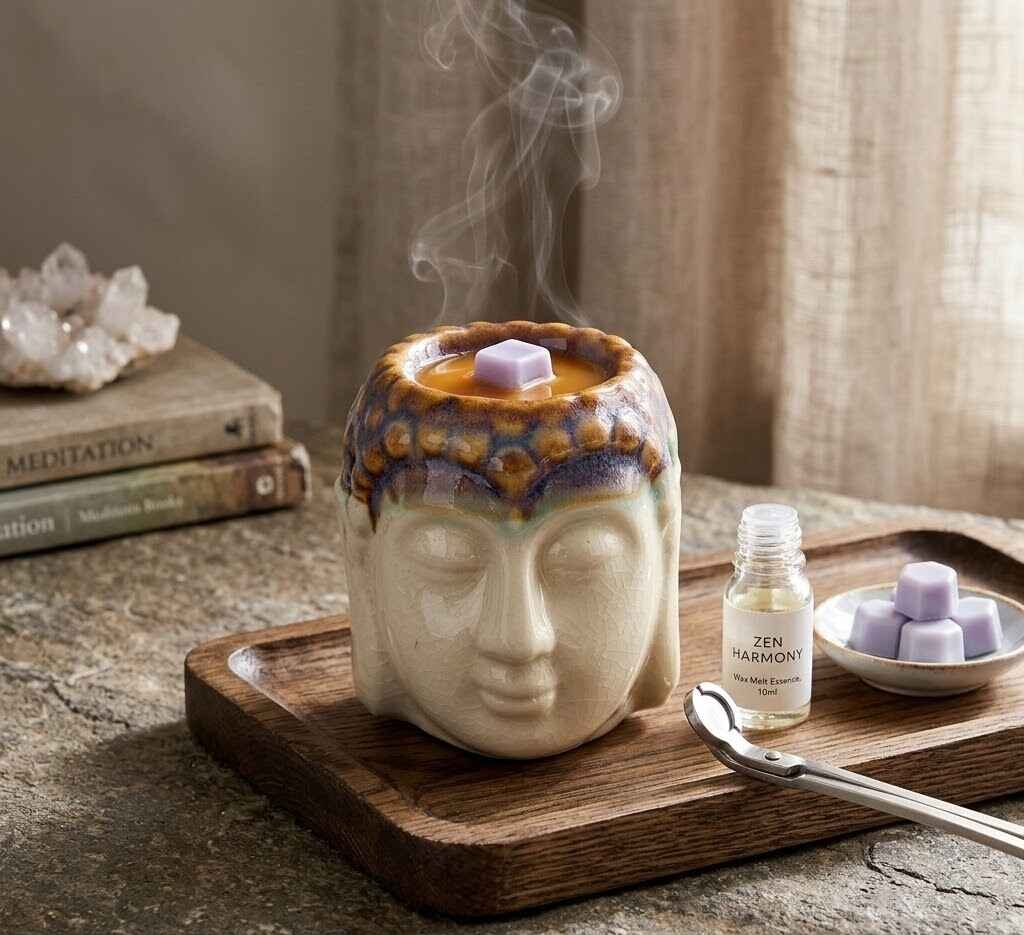 unnamed (9) (1) Buddha Oil Burner - Ivory & Mint